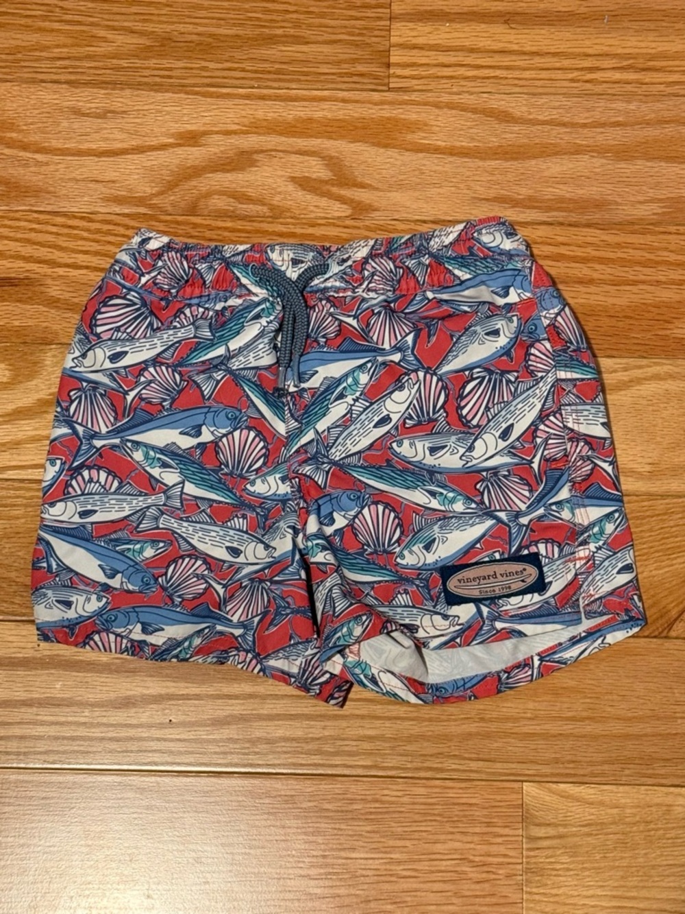 Vineyard Vines Red, Blue & White Fish Pattern Swim Shorts